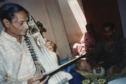 Kesari Prasad Mishra with son on tabla